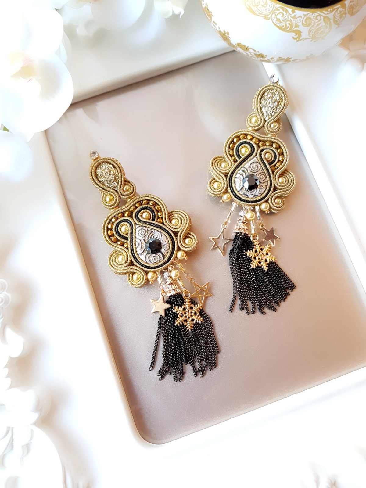 Soutache Ohrringe Gold Soutache Ohrringe Gold von PrezioseMagie