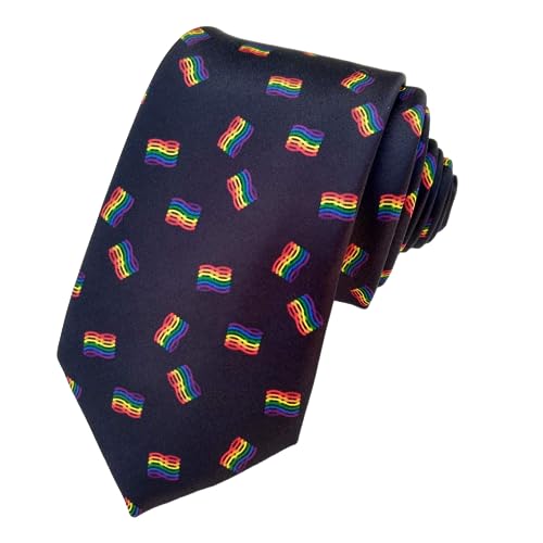 Pride Krawatte – Herren-Krawatte – Regenbogen-Pride-Krawatte – LGBTQIA-Krawatte – Regenbogen-Krawatte – Regenbogen-Krawatte – Pride Week Krawatte – Pride Week Krawatte …, Black & Pride Rainbow, von Pride Apparel