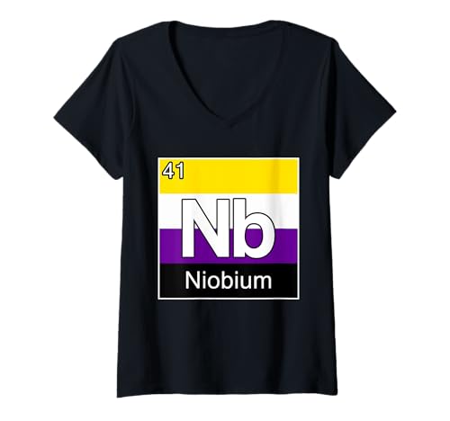 Damen Non-Binary Niob Nb Non-binary Pride Nonbinary Flag T-Shirt mit V-Ausschnitt Damen Non-Binary Niob Nb Non-binary Pride Nonbinary Flag T-Shirt mit V-Ausschnitt von Pride Flags Elements