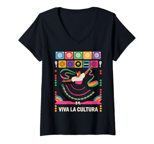 Damen National Hispanic Heritage Month Viva La Cultura T-Shirt mit V-Ausschnitt von Pride Hispanic Latino Heritage Month Celebration