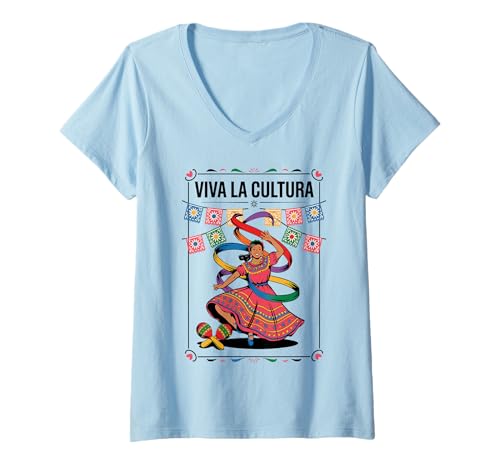 Damen National Hispanic Heritage Month Viva La Cultura T-Shirt mit V-Ausschnitt von Pride Hispanic Latino Heritage Month Celebration