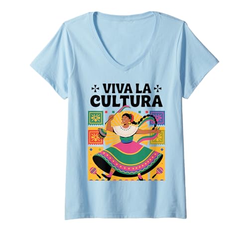 Damen National Hispanic Heritage Month Viva La Cultura T-Shirt mit V-Ausschnitt von Pride Hispanic Latino Heritage Month Celebration