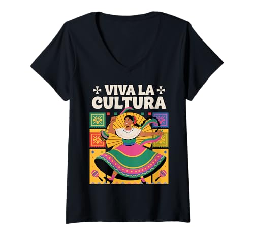 Damen National Hispanic Heritage Month Viva La Cultura T-Shirt mit V-Ausschnitt von Pride Hispanic Latino Heritage Month Celebration
