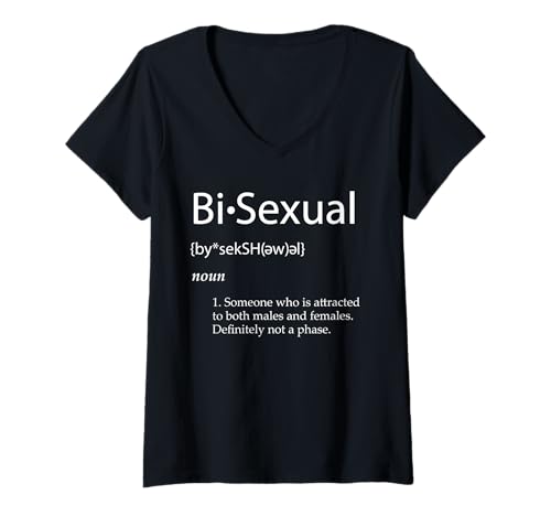 Damen Bisexuelle Definition Lustiger Stolz und LGBTQ+ Unterstützung Bisexuell T-Shirt mit V-Ausschnitt von Pride Identity Support Designs
