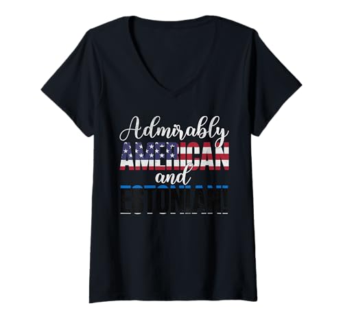 Damen Bewundernswert amerikanische und estnische gemischte Nationalitäten T-Shirt mit V-Ausschnitt Damen Bewundernswert amerikanische und estnische gemischte Nationalitäten T-Shirt mit V-Ausschnitt von Pride In Mixed Nationalities Identity