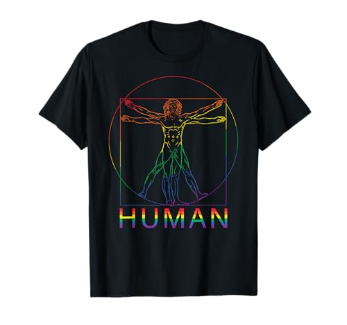 Mensch Vitruvian Man LGBTQ Ally 2024 Pride Month Rainbow T-Shirt Mensch Vitruvian Man LGBTQ Ally 2024 Pride Month Rainbow T-Shirt von Pride Love Is Love LGBTQ outfits