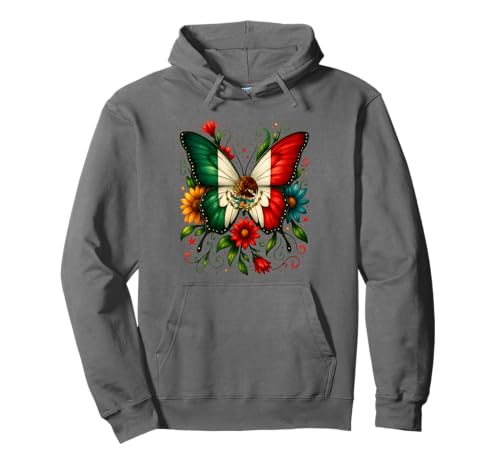 Mexiko-Flagge, Schmetterling, Blumen, mexikanischer Unabhängigkeitstag, Kinder Pullover Hoodie Mexiko-Flagge, Schmetterling, Blumen, mexikanischer Unabhängigkeitstag, Kinder Pullover Hoodie von Pride Mexican Independence Day Mexico Flag Apparel
