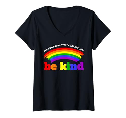 Damen LGBT Gay Lesbian Pride Month Regenbogen-Flagge T-Shirt mit V-Ausschnitt Damen LGBT Gay Lesbian Pride Month Regenbogen-Flagge T-Shirt mit V-Ausschnitt von Pride Parade Tees & Co.