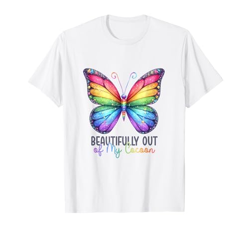 Pride Rainbow Butterfly LGBTQ Empowering Fun Männer Frauen Schwul T-Shirt von Pride Rainbow Butterfly LGBTQ Gay Ally Apparel