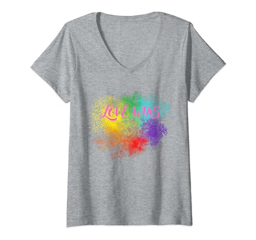 Damen LOVE WINS Pride Regenbogen Schwul Lesbisch LGBTQ T-Shirt mit V-Ausschnitt Damen LOVE WINS Pride Regenbogen Schwul Lesbisch LGBTQ T-Shirt mit V-Ausschnitt von Pride Regenbogen CSD Schwul LGBTQ Lesbisch
