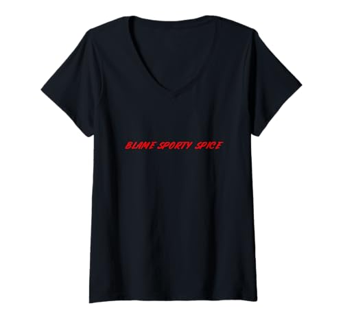Damen Schuldige Sporty Spice LGBTQ T-Shirt mit V-Ausschnitt Damen Schuldige Sporty Spice LGBTQ T-Shirt mit V-Ausschnitt von Pride Wear