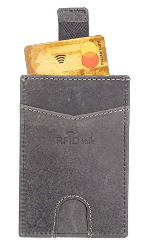 Pride and Soul Unisex – Erwachsene Kreditkartenetui Mit RFID Folie, Damen Und Herren Kartenetui Aus Echtleder, Ec Karten Lederetui, Leder Reisezubehör- Brieftasche, Grau, 11 X 7 0 X 1 0 cm EU von Pride and Soul