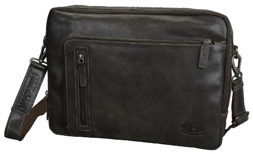 Pride and Soul 47192 Umhängetasche KING, aus echtem Leder, ca. 39 x 27 x 6 cm, braun von Pride and Soul