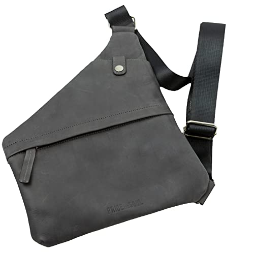 Pride and Soul 47264 - Umhängetasche Cross, Schultertasche mit Handyfach für gängige Smartphones, Handtasche zum Umhängen, Universal Ledertasche, Tasche ca. 18 x 25 x 6 cm, Grau von Pride and Soul