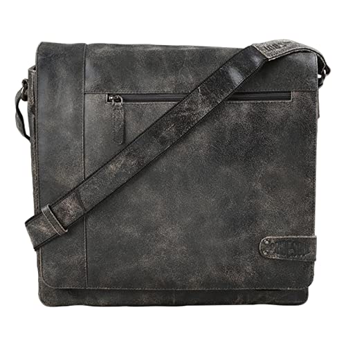 fixbag FB1047156 - Fahrrad-Umhängetasche mit Klickfix Adapterplatte fürs Fahrrad, Fahrradtasche für Damen und Herren, Schultertasche aus Echt Leder, Tasche ca. 31 x 34,5 x 9 cm, Schwarz von fixbag