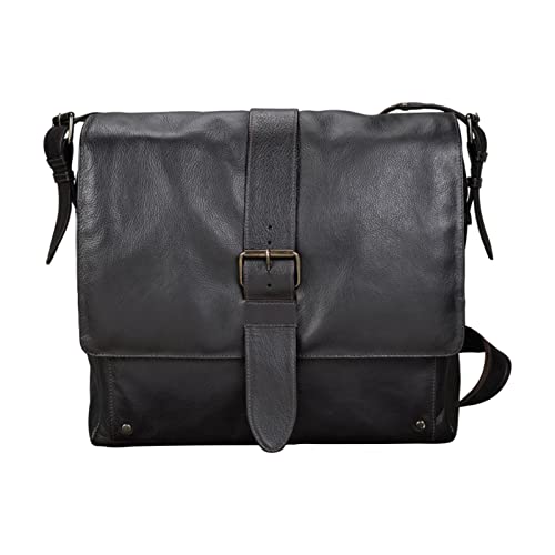 fixbag FB1147134 - Fahrrad-Umhängetasche mit Klickfix Adapterplatte + Lenker Adapter fürs Fahrrad, Laptoptasche für 12 Zoll Notebooks, aus Echt Leder, ca. 32 x 34 x 13 cm, Dunkelbraun von fixbag