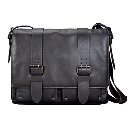 fixbag FB2047135 - Fahrrad-Umhängetasche mit Klickfix Kompakt Taschenschiene fürs Fahrrad, Laptoptasche für 15" Notebook, Schultertasche aus Echt Leder, ca. 33 x 39 x 13 cm, Dunkelbraun von fixbag