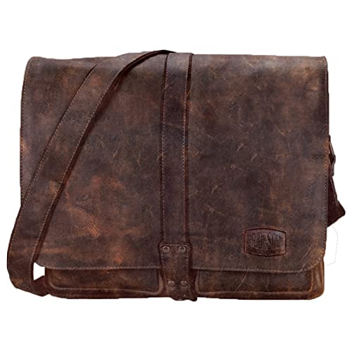 fixbag FB2047138 - Fahrrad-Umhängetasche mit Klickfix Kompakt Taschenschiene fürs Fahrrad, Laptoptasche für 15" Notebook, Schultertasche aus Echt Leder, Tasche ca. 37 x 33 x 13 cm, Braun von fixbag