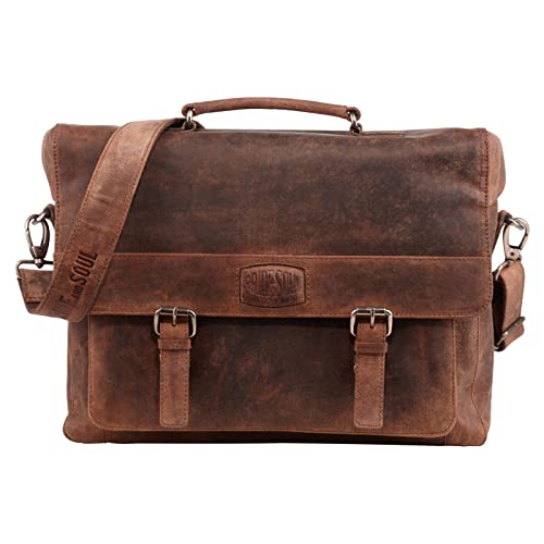 fixbag FB2047139 - Fahrrad-Businesstasche mit Klickfix Kompakt Taschenschiene fürs Fahrrad, Laptoptasche für 15" Notebook, Schultertasche aus Echt Leder, ca. 28,5 x 37,5 x 13 cm, Braun von fixbag