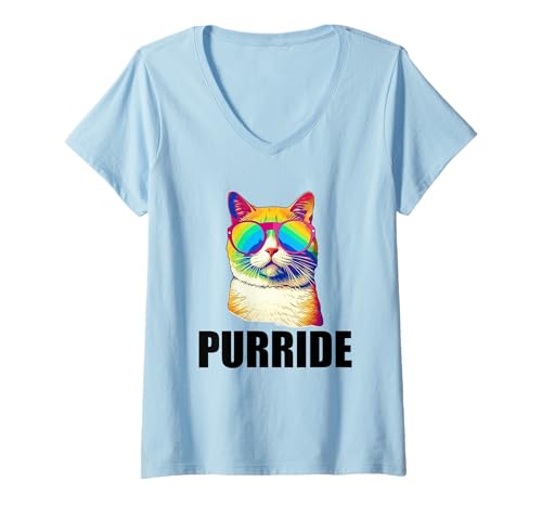 Damen Pride Cat Purride T-Shirt mit V-Ausschnitt Damen Pride Cat Purride T-Shirt mit V-Ausschnitt von Pride