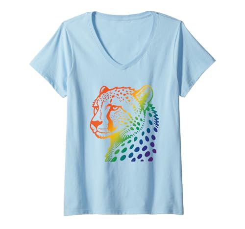 Damen Pride Leopard T-Shirt mit V-Ausschnitt Damen Pride Leopard T-Shirt mit V-Ausschnitt von Pride