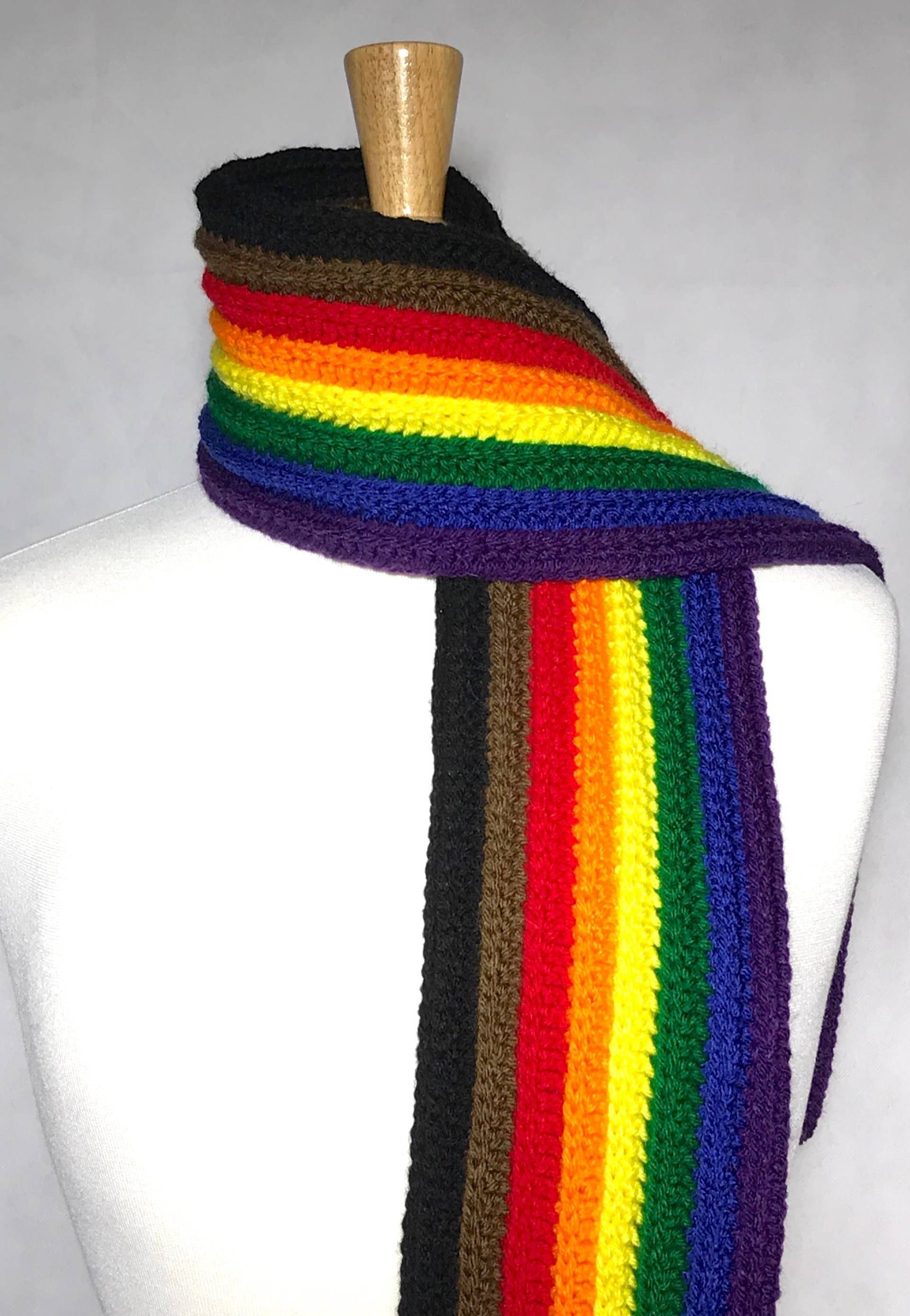 Handgemachter Lgbtqia + Regenbogen Pride Schal Gehäkelt von PrideAndJoyCrochet