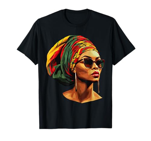 Afro Black Woman Turban Sonnenbrille Juneteenth Black History T-Shirt von Prideful Past Black History Women