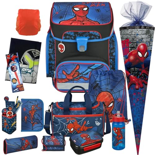 Scooli Schulranzen Jungen 1.Klasse Spider EasyFitSet 14tlg. mit Sporttasche Brustbeutel Heftbox Stifteköcher, passend dazu Schultüte Brotdose Trinkflasche Regenhülle gratis von Pridera
