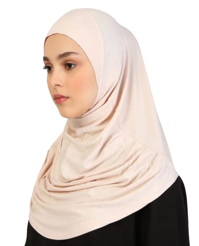 Prien Chic Hijab Für Damen, Türkisch Kopftuch Muslim, Frauen Konfektionskleidung Schal Kleider, Muslim Weicher Jersey Kopftücher, Burka, Easy Hijab Set, Muslimisch Abaya (Beige) von Prien