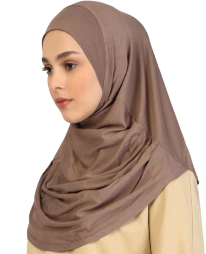 Prien Chic Hijab Für Damen, Türkisch Kopftuch Muslim, Frauen Konfektionskleidung Schal Kleider, Muslim Weicher Jersey Kopftücher, Burka, Easy Hijab Set, Muslimisch Abaya (Bräunen) von Prien