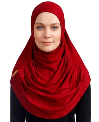 Prien Chic Hijab Für Damen, Türkisch Kopftuch Muslim, Frauen Konfektionskleidung Schal Kleider, Muslim Weicher Jersey Kopftücher, Burka, Easy Hijab Set, Muslimisch Abaya (Burgund) von Prien