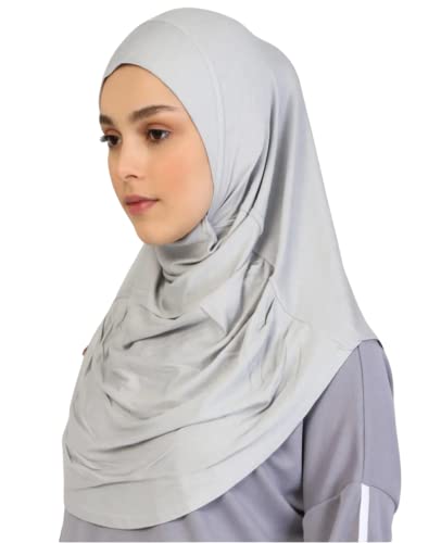 Prien Chic Hijab Für Damen, Türkisch Kopftuch Muslim, Frauen Konfektionskleidung Schal Kleider, Muslim Weicher Jersey Kopftücher, Burka, Easy Hijab Set, Muslimisch Abaya (Grau) von Prien