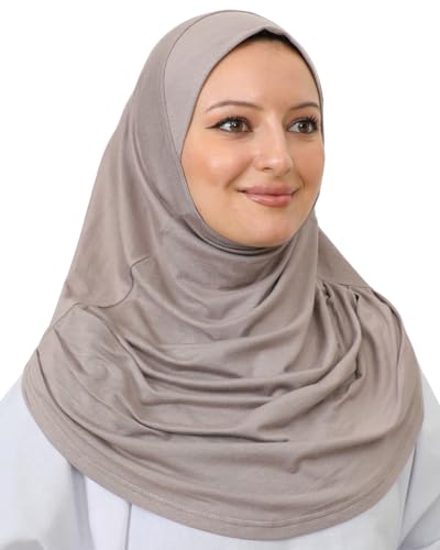 Prien Chic Hijab Für Damen, Türkisch Kopftuch Muslim, Frauen Konfektionskleidung Schal Kleider, Muslim Weicher Jersey Kopftücher, Burka, Easy Hijab Set, Muslimisch Abaya (Heller Nerz) von Prien