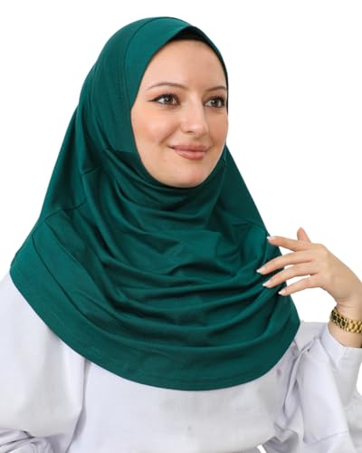 Prien Chic Hijab Für Damen, Türkisch Kopftuch Muslim, Frauen Konfektionskleidung Schal Kleider, Muslim Weicher Jersey Kopftücher, Burka, Easy Hijab Set, Muslimisch Abaya (Smaragd) von Prien