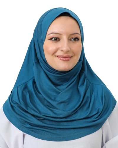 Prien Chic Hijab Für Damen, Türkisch Kopftuch Muslim, Frauen Konfektionskleidung Schal Kleider, Muslim Weicher Jersey Kopftücher, Burka, Easy Hijab Set, Muslimisch Abaya (Türkisblau) von Prien