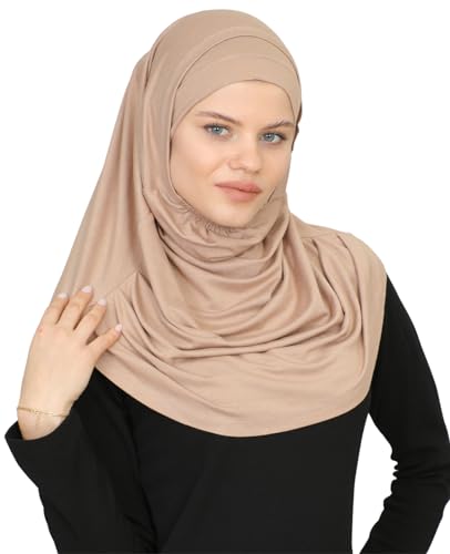 Prien Chic Hijab für Damen, Muslim Kopftuch Untertuch Set, Lange Kopftücher Kleid Frauen, Schal Für Gebetskleidung Abaya, Muslimische Kleider Für Ramadan Hajj (Dunkles Nerz) von Prien