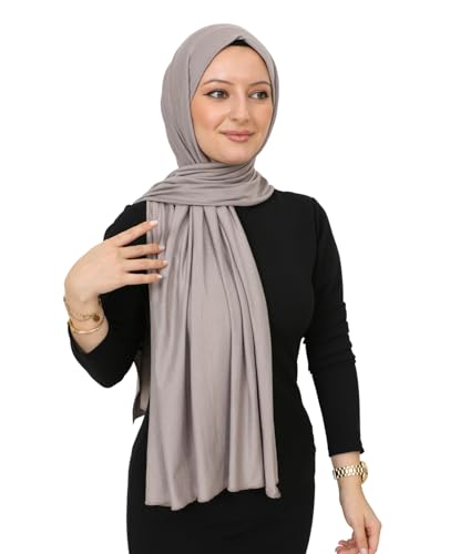 Prien Hijab Kopftuch Für Damen, Frauen Schal Kleider, Modern Kopftücher Weicher Jersey, Muslim Kleid Türkisch Premium Gebetskopftuch, Umrah Geschenk, Hijab Set (Helles Nerz) von Prien