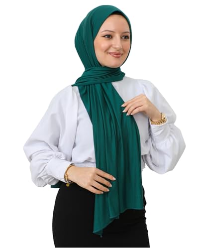 Prien Hijab Kopftuch Für Damen, Frauen Schal Kleider, Modern Kopftücher Weicher Jersey, Muslim Kleid Türkisch Premium Gebetskopftuch, Umrah Geschenk, Hijab Set (Smaragd) von Prien