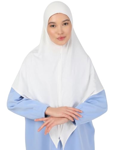 Prien Kopftuch Damen mit reißverschluss, Muslim Hijab Kleider, Muslimische Lang Konfektions Schal, Frauen Kopftücher Gebetskleidung, Abaya, Khimar, Türkisch Islamische Kleidung (Creme) von Prien