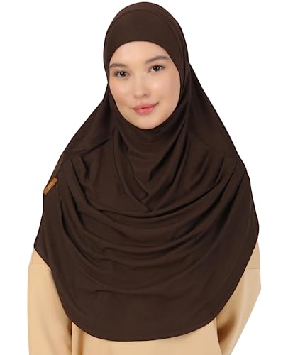 Prien Kopftuch für Damen, Lang Muslim Hijab Frauen, Türkisch Khimar Schal Islamische Kleidung, Konfektionshijab Kopftücher Kleider, Muslimische Sport Head Scarf Set (Braun) von Prien