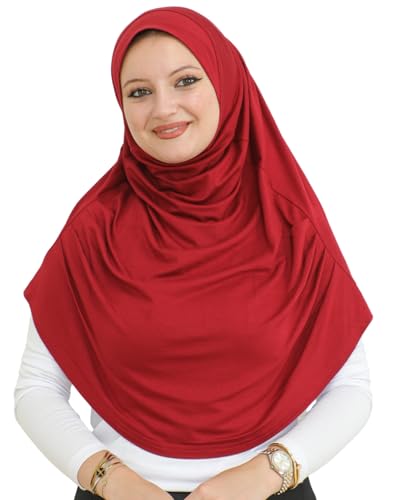 Prien Kopftuch für Damen, Lang Muslim Hijab Frauen, Türkisch Khimar Schal Islamische Kleidung, Konfektionshijab Kopftücher Kleider, Muslimische Sport Head Scarf Set (Burgund) von Prien