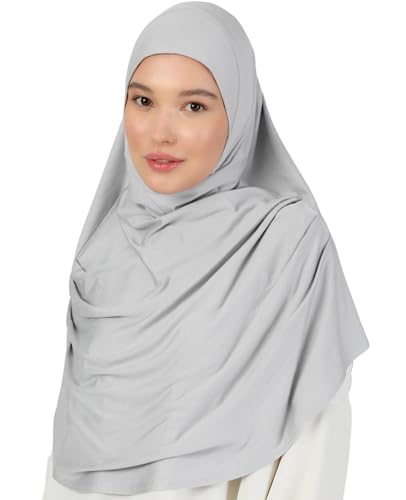 Prien Kopftuch für Damen, Lang Muslim Hijab Frauen, Türkisch Khimar Schal Islamische Kleidung, Konfektionshijab Kopftücher Kleider, Muslimische Sport Head Scarf Set (Grau) von Prien