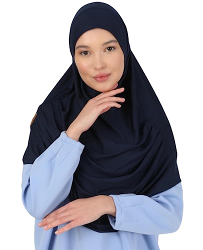 Prien Kopftuch für Damen, Lang Muslim Hijab Frauen, Türkisch Khimar Schal Islamische Kleidung, Konfektionshijab Kopftücher Kleider, Muslimische Sport Head Scarf Set (Marineblau) von Prien
