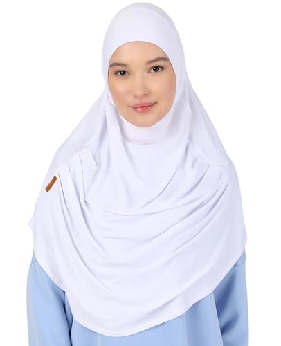 Prien Kopftuch für Damen, Lang Muslim Hijab Frauen, Türkisch Khimar Schal Islamische Kleidung, Konfektionshijab Kopftücher Kleider, Muslimische Sport Head Scarf Set (Weiß) von Prien