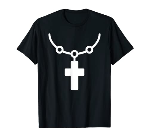 Priester Kostüm Pfarrer Kreuz Kette Herren Damen Kind Kinder T-Shirt Priester Kostüm Pfarrer Kreuz Kette Herren Damen Kind Kinder T-Shirt von Nonne Priester Pfarrer Halskette Fasching Karneval