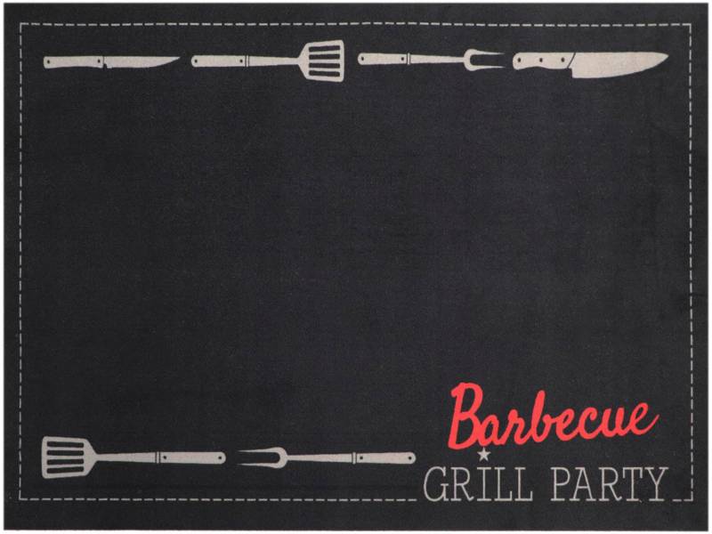 Primaflor-Ideen in Textil Fußmatte "BBQ Grillunterlage GRILL PARTY, Made in Belgium" rechteckig 5 mm Höhe Grillmatte ideal als Bodenschutz, ruschhemmend, waschbar von Primaflor-Ideen In Textil