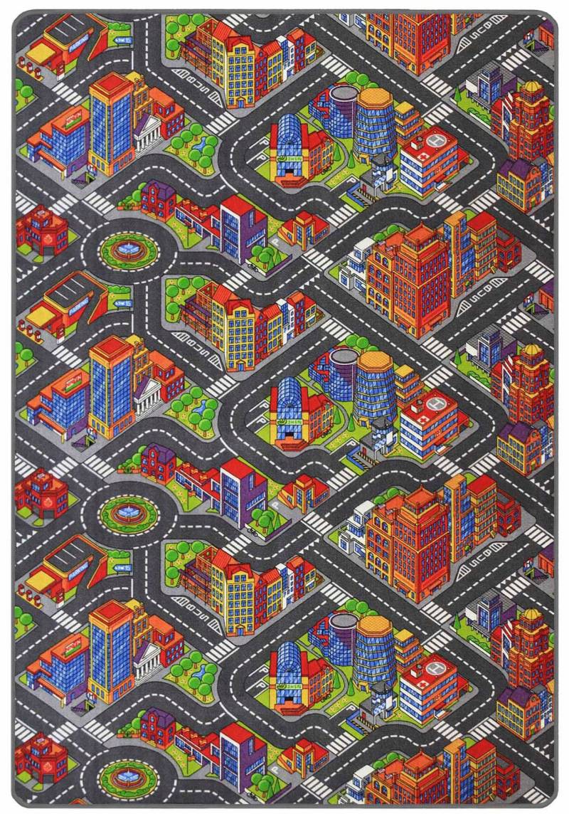 Primaflor-Ideen in Textil Kinderteppich "BIG CITY, Made in Belgium", rechteckig, 5 mm Höhe, Straßen-Spiel-Teppich, Straßenbreite ca. 9 cm, Kinderzimmer von Primaflor-Ideen In Textil