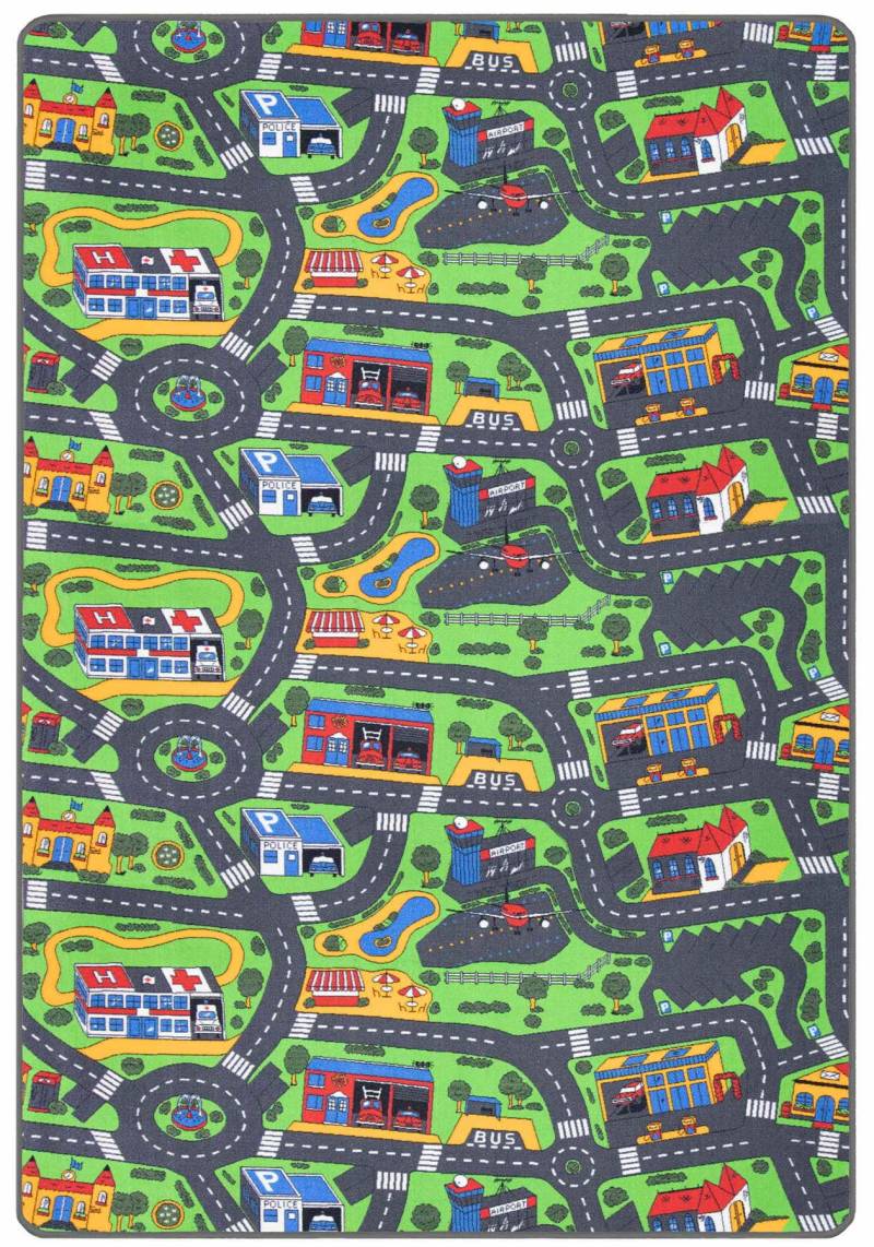 Primaflor-Ideen in Textil Kinderteppich "CITY, Made in Belgium", rechteckig, 5 mm Höhe, Straßen-Spiel-Teppich, Straßenbreite ca. 9 cm, Kinderzimmer von Primaflor-Ideen In Textil