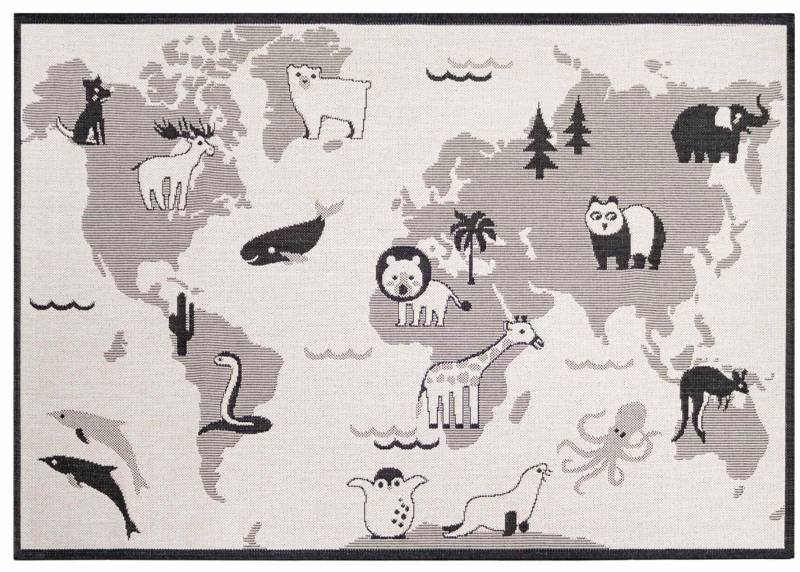Primaflor-Ideen in Textil Kinderteppich "LINIA - Weltkarte", rechteckig, 3 mm Höhe, Flachgewebe, Motiv Weltkarte, In- und Outdoor geeignet, Kinderzimmer von Primaflor-Ideen In Textil