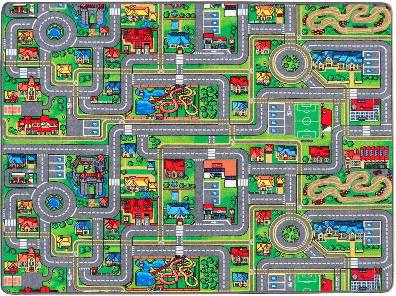 Primaflor-Ideen in Textil Kinderteppich "STREETS, Made in Belgium", rechteckig, 5 mm Höhe, Straßen-Spiel-Teppich, Straßenbreite ca. 9 cm, Kinderzimmer von Primaflor-Ideen In Textil